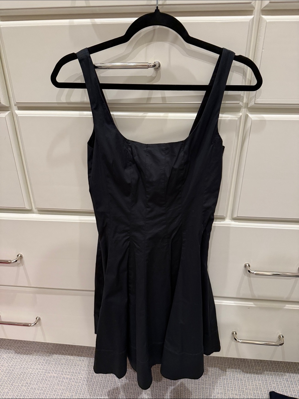STAUD Black Scoop-Neck Mini Dress